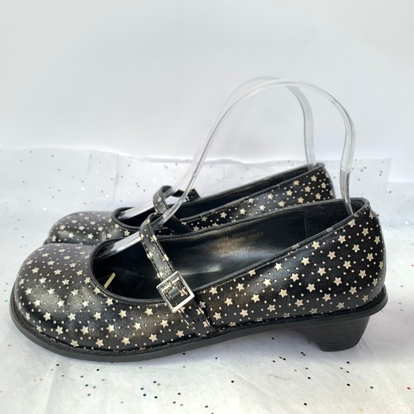 Very Volatile Black  Vegan Leather Chunky Style Star Print Mary Janes  Size 6.5 - Picture 10 of 14